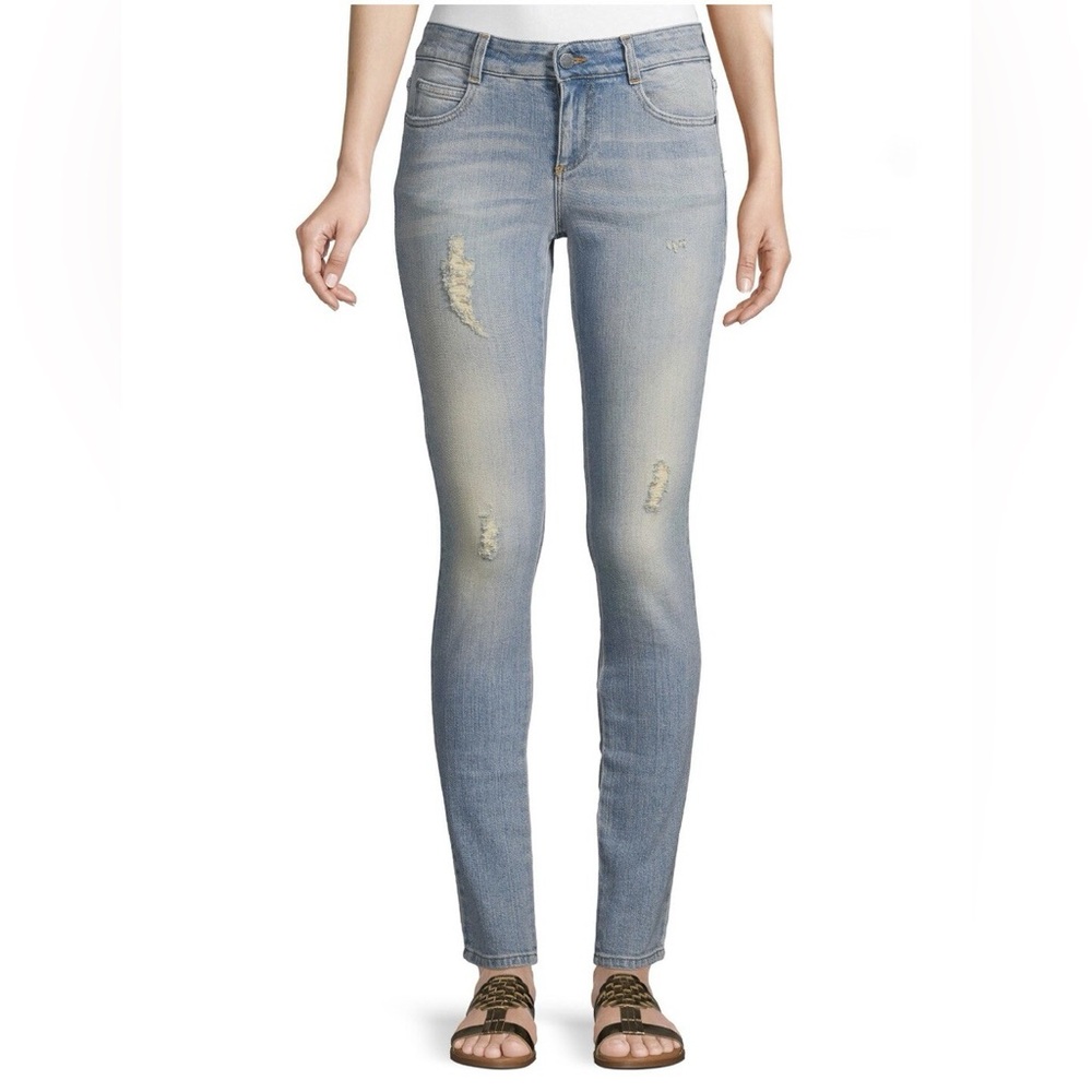 Stella McCartney The Skinny Long Distressed Jeans Blue Whale Size 33 / 16 NWT